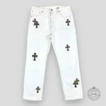 White Chrome Heart Jeans