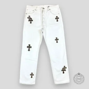 White Chrome Heart Jeans