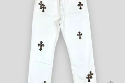 White Chrome Heart Jeans